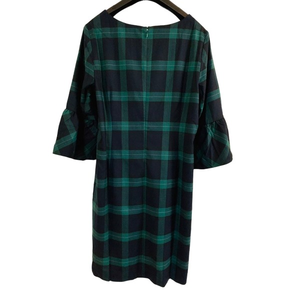 Talbots Green Plaid Bell Sleeve Dress - Picture 5 of 6